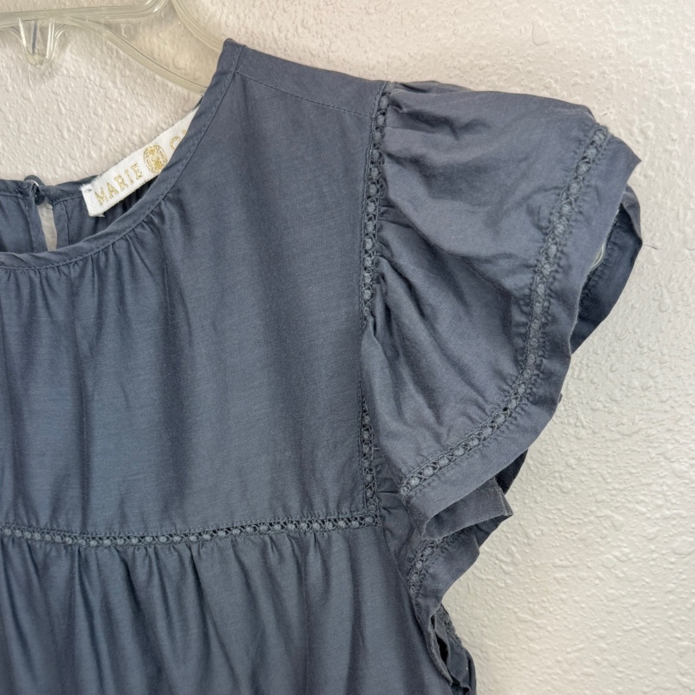Marie Oliver Pennie‎ Charcoal Silk Cotton Crotchet Flutter Sleeve Boho - XS - Picture 5 of 16